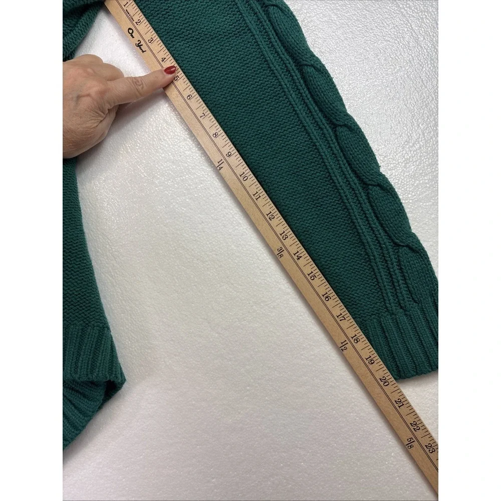 St. Johns Bay Cable Knit Sweater Womens Sz L Green Button up Cardigan Preppy Mom - Picture 8 of 11